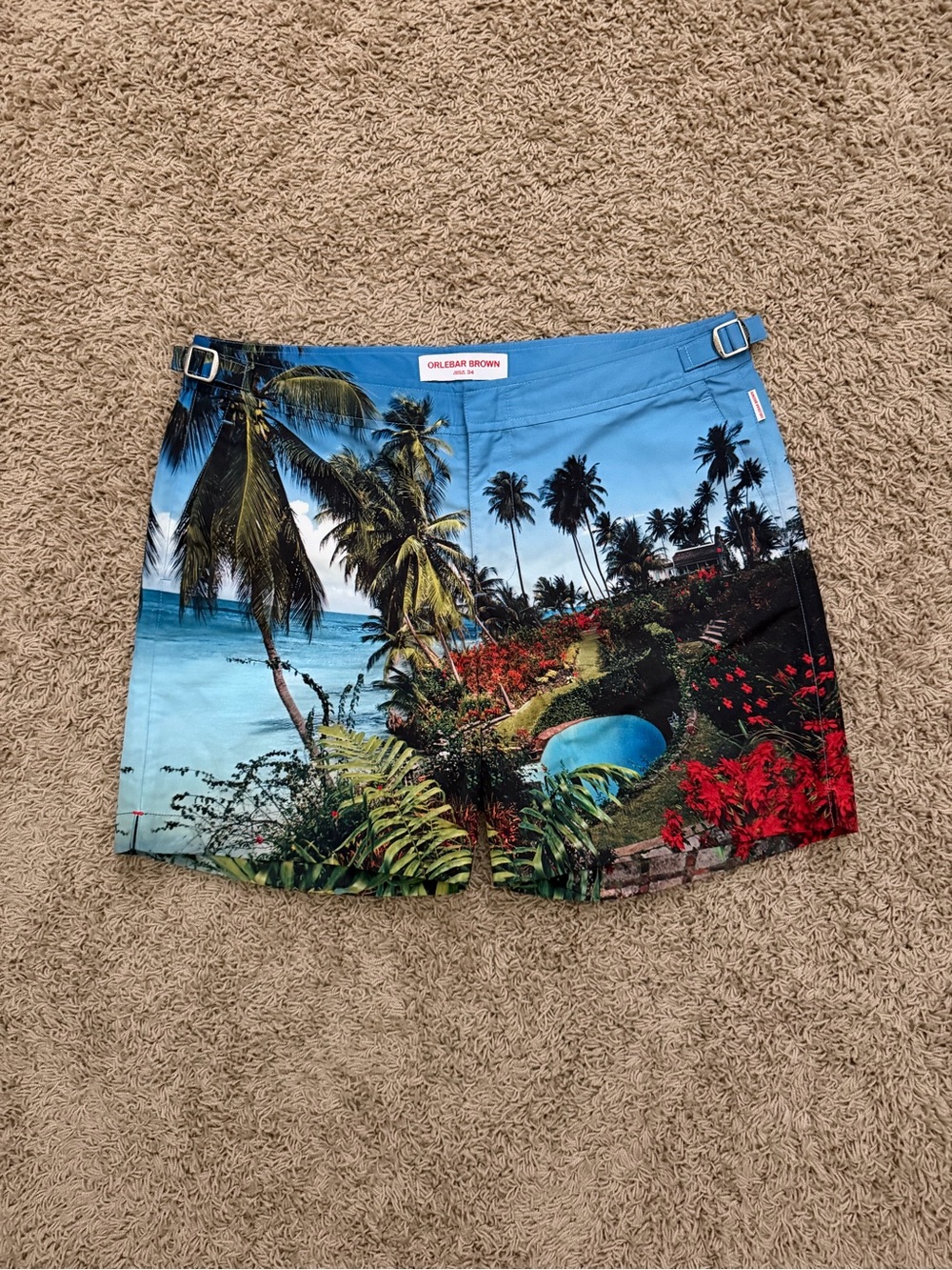 Orlebar Brown Swim Trunks Half A Million Poinsettias Lined Board Shorts Mens 34